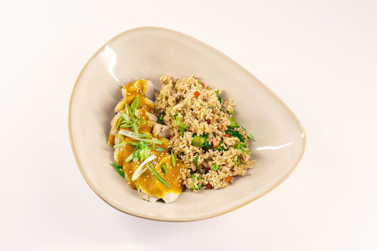 Chicken Katsu Curry with Egg Rice and Tenderstem Broccoli